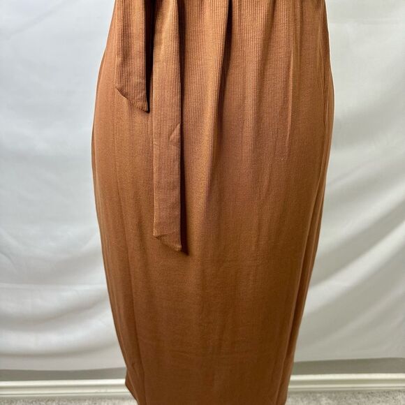 Brown Ribbed Faux Wrap Dress Size XXL - Picture 4 of 10